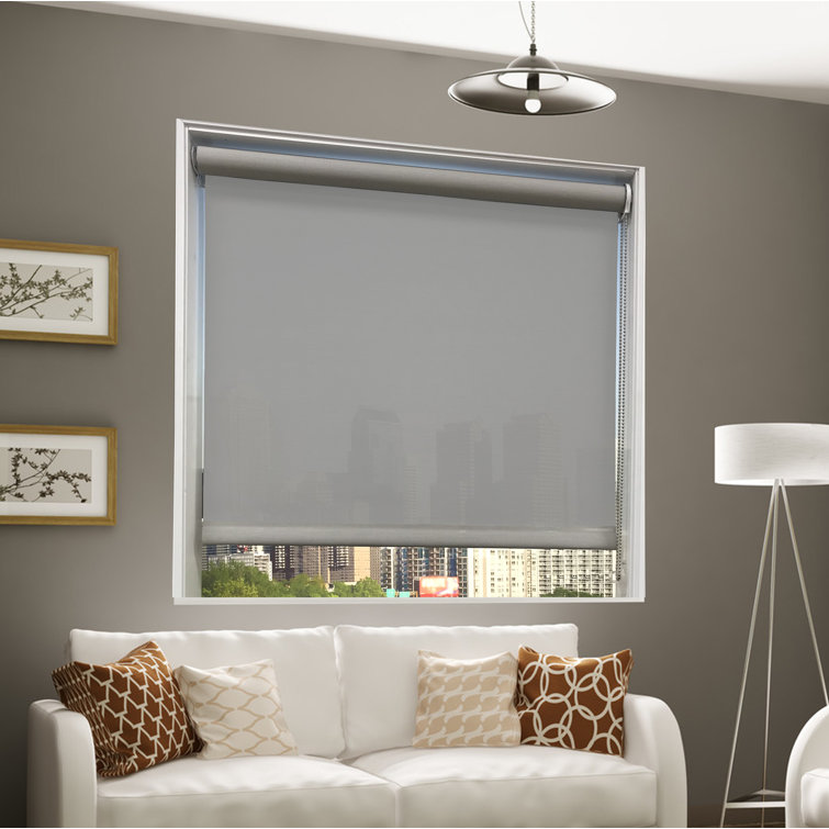Symple Stuff Room Darkening Gray Roller Shade Wayfair